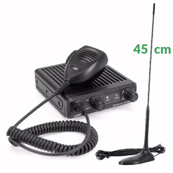Kit PNI Escort HP 2020 cu antena PNI Extra 45, bază magnetică PNI 145/PL și cablu 4m pentru comunicație CB