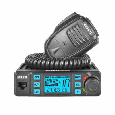 Stație radio CB Avanti Delta cu funcții avansate și design compact, ideală pentru utilizare în autovehicule