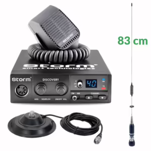 KIT 8: Stație CB Storm Discovery, 12v + Antena 83cm + Magnet + Cablu