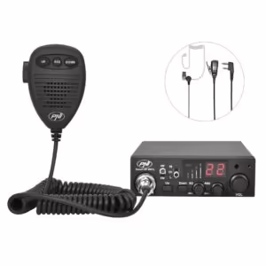 Stație CB PNI Escort HP 8001L, SQL-ASQ, voltaj 12V, Canale urgenta, Lock, utilizare simplificată + caști cu microfon HS81L