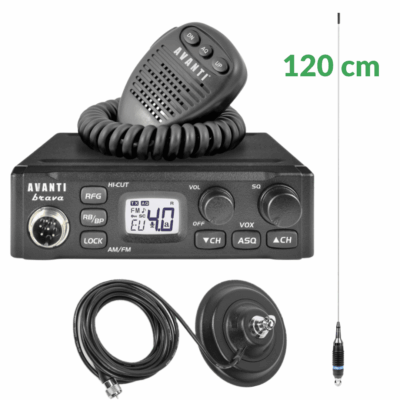 Kit Avanti Brava cu antena PNI S9 120cm, bază magnetică PNI 145/DV și cablu