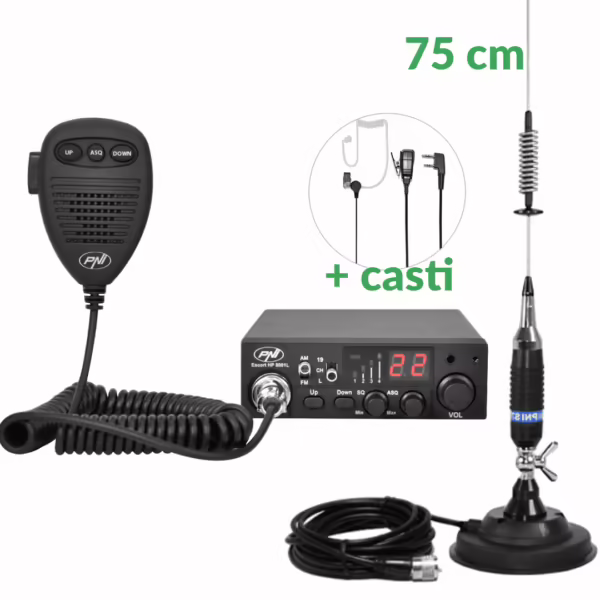 Stație CB PNI Escort HP 8001L și antenă PNI S75 75cm cu suport magnetic