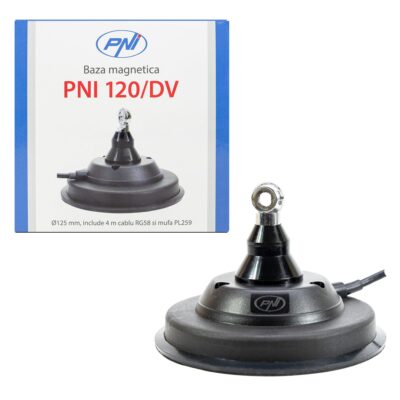 Bază magnetică PNI 120/DV pentru antenă CB – magnet 125mm, cablu 4m, suport cauciuc și mufă PL259