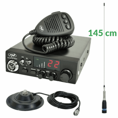 KIT complet PNI Escort HP 8024 cu antenă 145 cm, bază magnetică 145 mm și cablu 4m