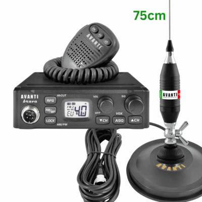Kit Avanti BRAVA – stație CB cu antena VOLO 75 cm și bază magnetică PL-DV