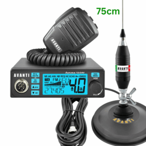 KIT 14: Statie radio CB Avanti KARMA PRO, 12/24v + Antenă AVANTI Volo 75 PL-DV + Magnet AVANTI 145B PL