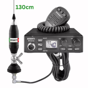 KIT 20: Statie radio CB Avanti Brava, 12/24v + Antenă AVANTI Volo 130 DV + cablu de prindere fixă