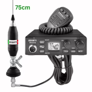 KIT 18: Statie radio CB Avanti Brava, 12/24v + Antenă AVANTI Volo 75 DV + cablu de prindere fixă