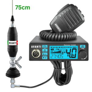 KIT 15: Statie radio CB Avanti KARMA PRO, 12/24v + Antenă AVANTI Volo 75 DV + cablu de prindere fixă