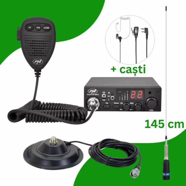 KIT PNI Escort HP 8001L cu antena 145cm ML160, magnet si cablu inclus
