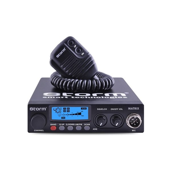 Stație radio CB Storm Matrix 12/24V cu display albastru și microfon cu 6 pini