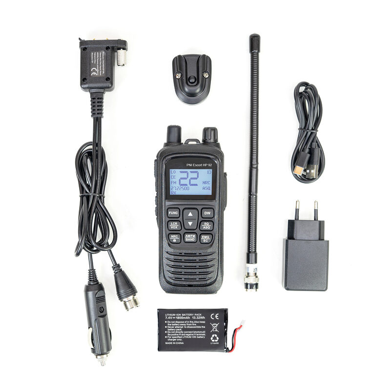 Stație radio CB portabilă PNI Escort HP 92 cu antenă BNC și baterie Li-Ion