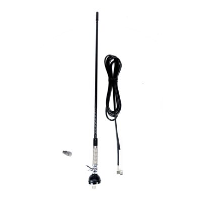 Antenă CB PNI S60 neagră de 60 cm, cu montură fluture, cablu de 4 m și mufă PL