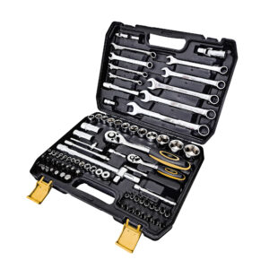 Trusă scule multifuncțională PNI TCF82, 82 piese, chei tubulare, clichet, fixe și pentru bujii 16/21, oțel CrV, cutie plastic