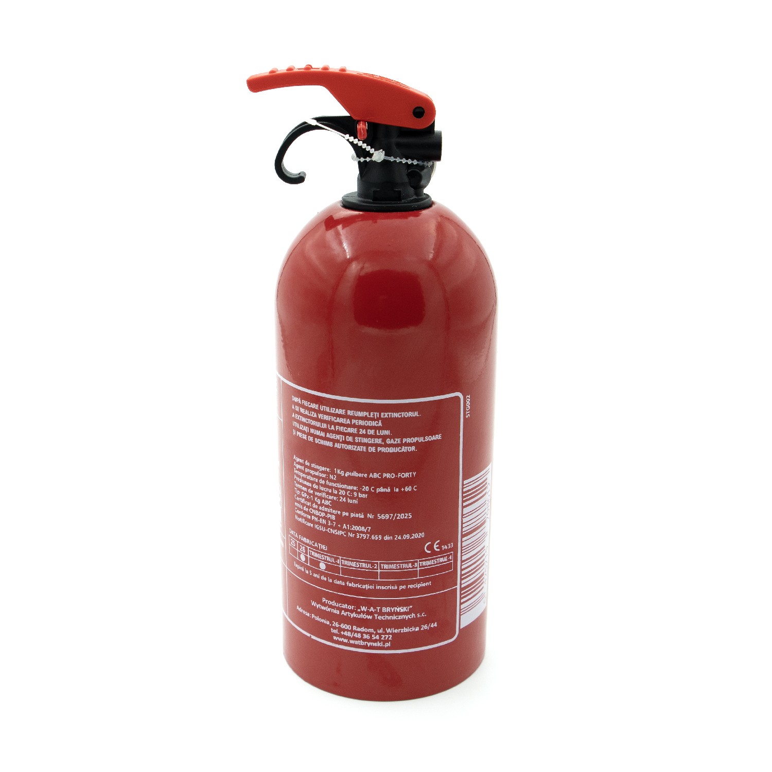 Stingător cu pulbere 1KG ABC, cu Manometru — imaginea 4