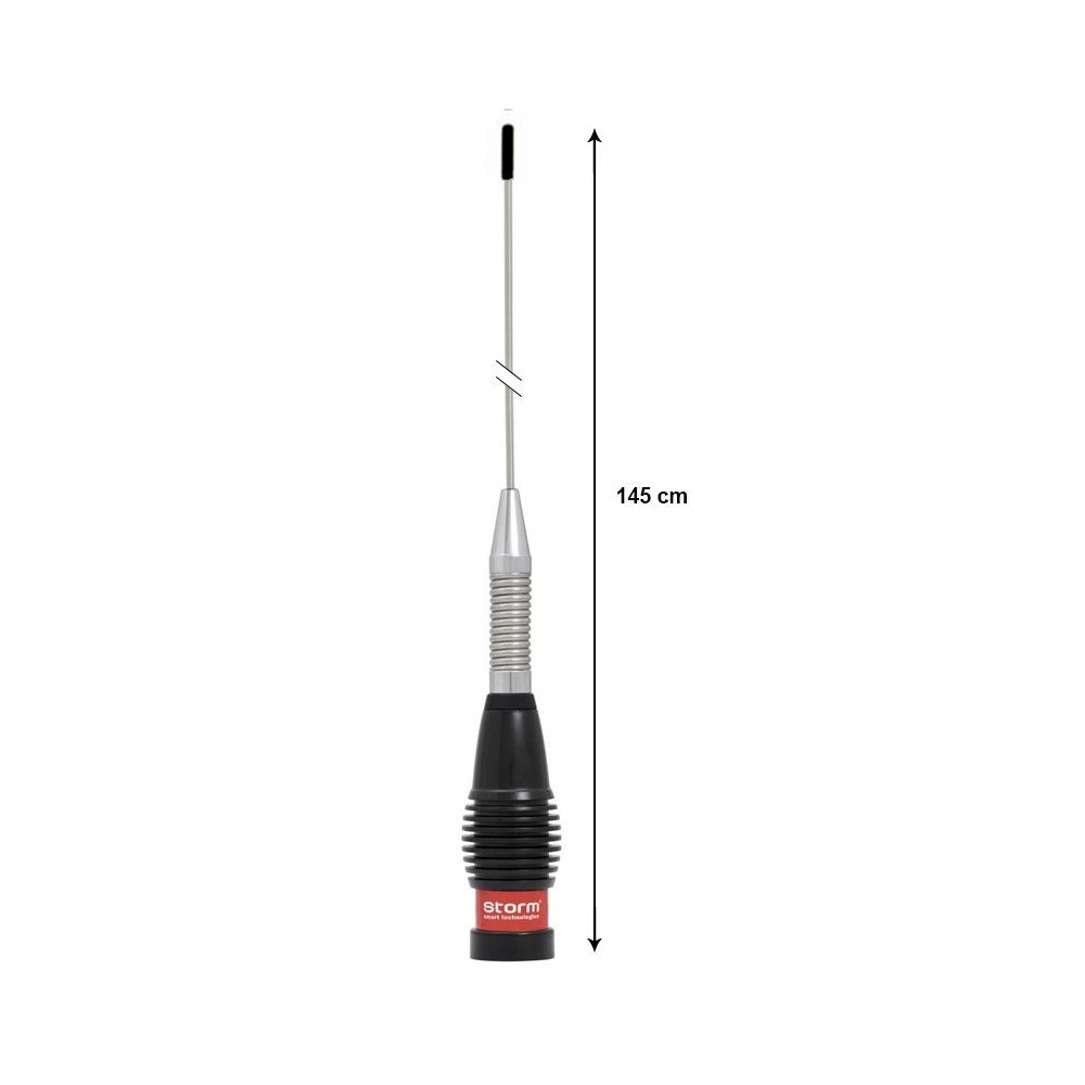 Antena CB Storm ML145 Turbo Silver, cu arc, 145cm, Putere 400W, +4 dBi