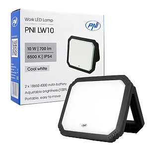 Lampă LED de lucru portabilă PNI LW10 de 10W, reîncărcabilă, cu protecție IP54