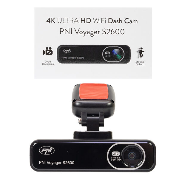 Cameră auto DVR PNI Voyager S2600 4K Ultra HD cu Wi-Fi și GPS