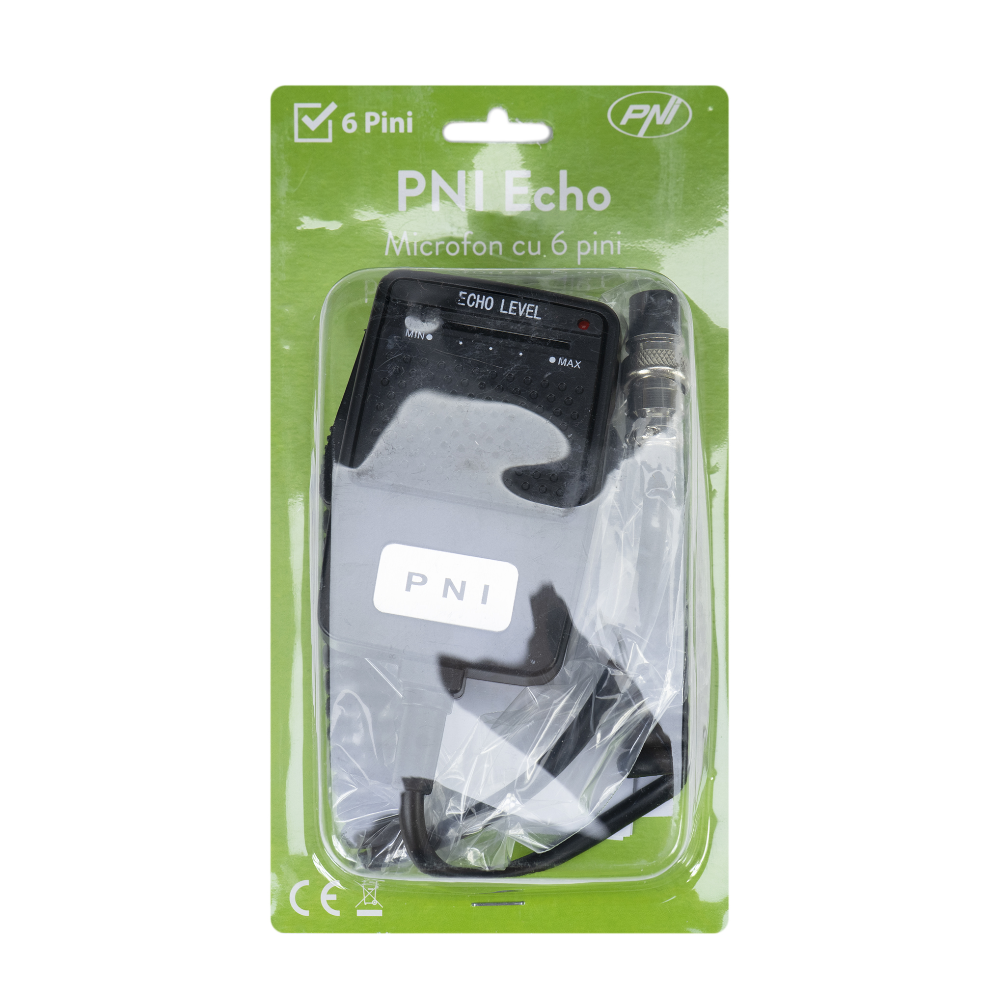 Microfon cu Ecou PNI Echo, 6 Pini, pentru Stație Radio CB, Alimentare Baterie 9V