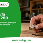 Mufă PL259 montată pe cablul coaxial RG58, pe bancul de lucru
