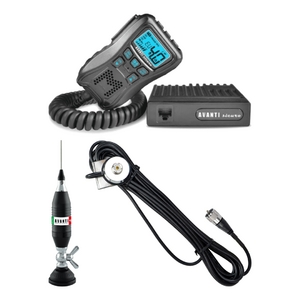 KIT CB Mașină / SUV — Stație CB AVANTI SICURO, SQL-ASQ, voltaj 12V, VOX, Ecou Roger Beep, Scan, Filtre zgomot digitale