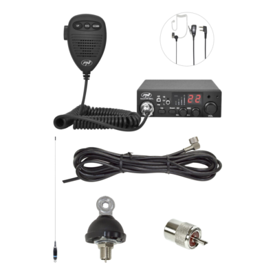 KIT Stație CB PNI Escort HP 8001L cu antenă S9 120 cm și cablu, fără magnet