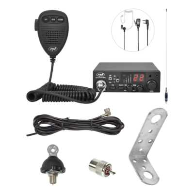 KIT Stație CB PNI Escort HP 8001L cu antenă S9 120 cm și prindere fixă, fără magnet