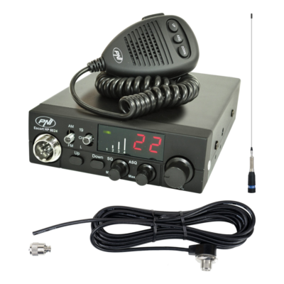 KIT Stație CB PNI Escort HP 8024 12/24V cu antenă ML160 145 cm și cablu 4 m