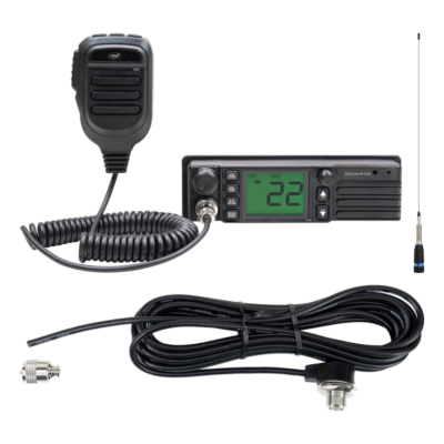 KIT Stație CB PNI Escort HP 9500 12/24V, montaj 1DIN, cu antenă ML160 145 cm și cablu 4 m
