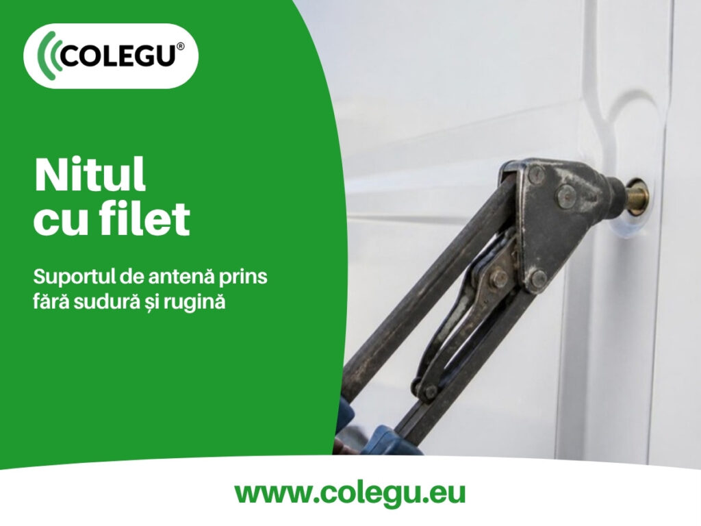 Montaj nit cu filet în tabla unei dube, pentru suportul de antenă CB