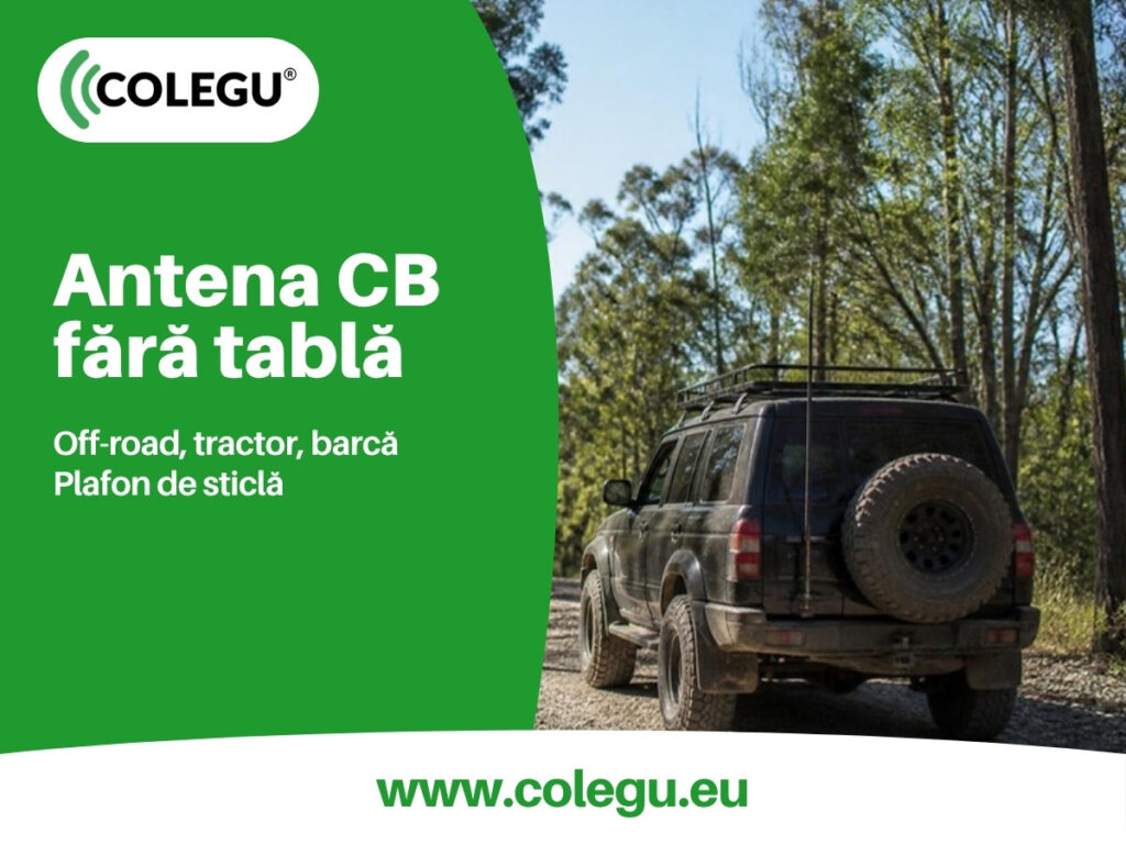 Antena CB offroad pe un vehicul de teren: antenă fără plan de masă
