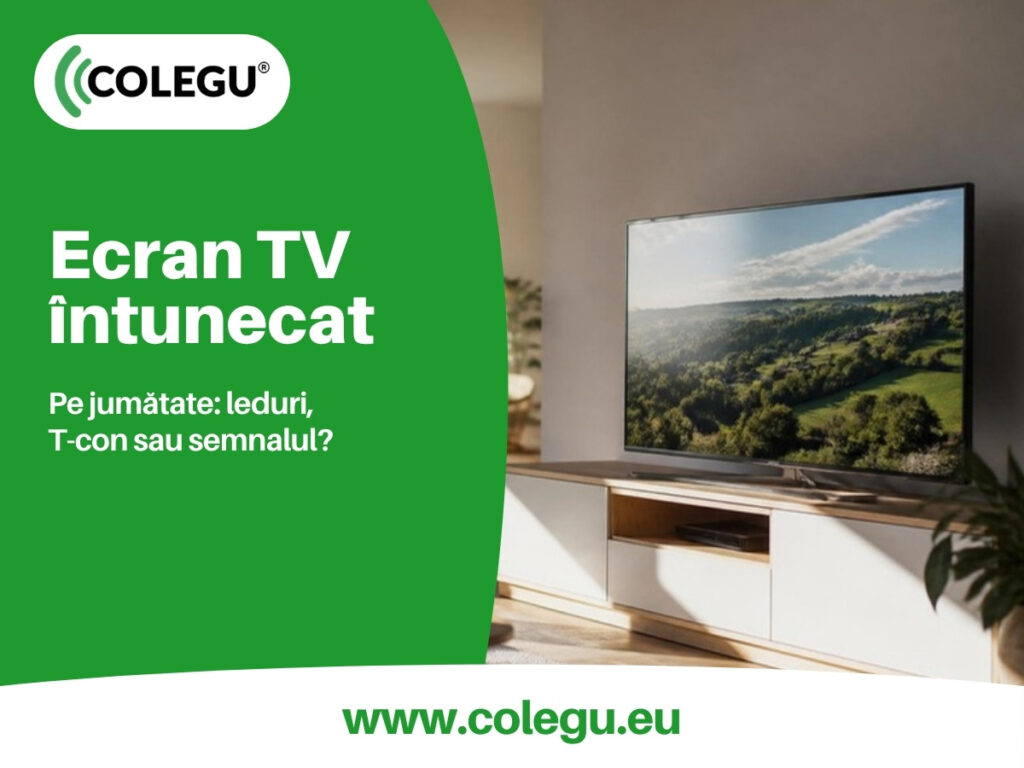 Jumătate de ecran întunecat la televizor: leduri, T-con sau semnal